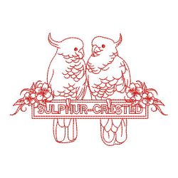Redwork Sulphur-Crested Parrots 04(Lg) machine embroidery designs