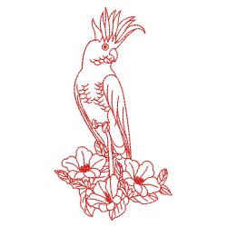 Redwork Sulphur-Crested Parrots 07(Lg) machine embroidery designs