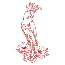 Redwork Sulphur-Crested Parrots 07(Lg) machine embroidery designs