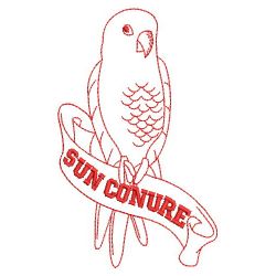 Redwork Sun Conure Parrots 12(Lg) machine embroidery designs