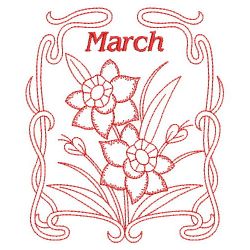 Redwork Art Nouveau Flowers 03(Md)