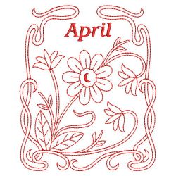 Redwork Art Nouveau Flowers 04(Md)