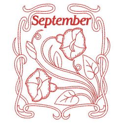 Redwork Art Nouveau Flowers 09(Md)