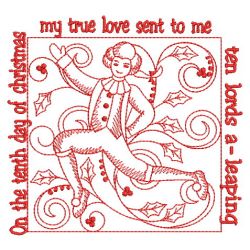 Redwork Twelve Days 1 10(Lg) machine embroidery designs