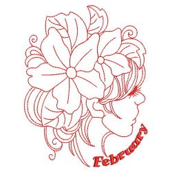 Redwork Monthly Beauty 02(Lg) machine embroidery designs