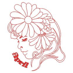 Redwork Monthly Beauty 04(Lg) machine embroidery designs