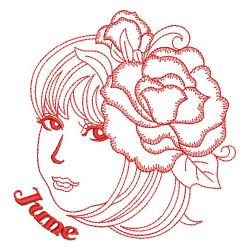 Redwork Monthly Beauty 06(Lg) machine embroidery designs