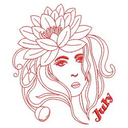 Redwork Monthly Beauty 07(Lg) machine embroidery designs