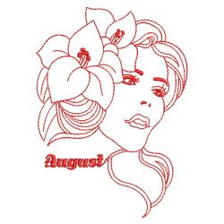 Redwork Monthly Beauty 08(Lg) machine embroidery designs