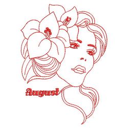 Redwork Monthly Beauty 08(Sm) machine embroidery designs