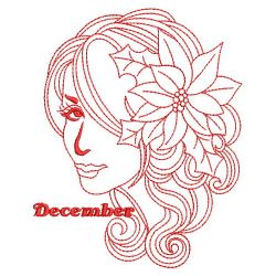 Redwork Monthly Beauty 12(Lg) machine embroidery designs