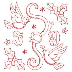 Redwork Christmas Dove 06(Sm)