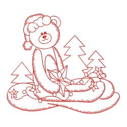 Redwork Christmas Teddy Bear 02(Sm) machine embroidery designs