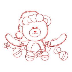 Redwork Christmas Teddy Bear 10(Sm)