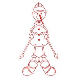 Redwork Stick Figure Snowman 08(Sm)