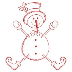 Redwork Stick Figure Snowman 10(Md) machine embroidery designs