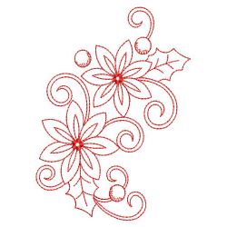Redwork Christmas Poinsettia 2 12(Sm)