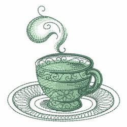 Sketched Tea Time machine embroidery designs