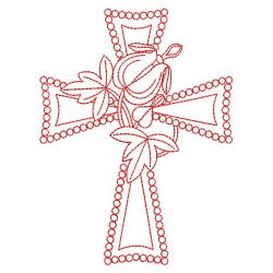 Redwork Flower Cross 03(Sm)