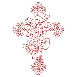 Redwork Flower Cross 05(Lg) machine embroidery designs