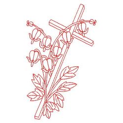 Redwork Flower Cross 06(Md)