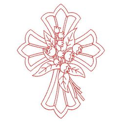Redwork Flower Cross 09(Lg)