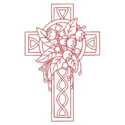 Redwork Flower Cross 10(Sm)