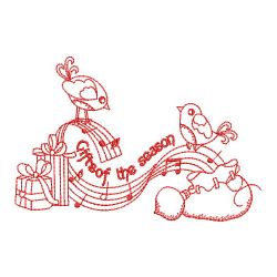 Redwork Christmas Singing Birds 03(Sm)