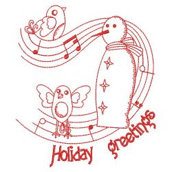 Redwork Christmas Singing Birds 05(Lg) machine embroidery designs