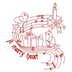 Redwork Christmas Singing Birds 09(Md) machine embroidery designs