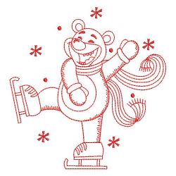 Redwork Skating Animals 06(Lg) machine embroidery designs