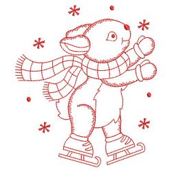 Redwork Skating Animals 09(Lg) machine embroidery designs