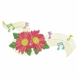 Music Notes Flowers 07(Sm) machine embroidery designs