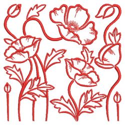 Redwork Poppy 2 08(Md) machine embroidery designs
