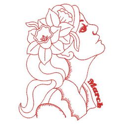 Redwork Monthly Beauty 03(Sm) machine embroidery designs