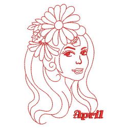 Redwork Monthly Beauty 04(Sm) machine embroidery designs