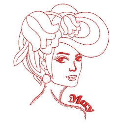 Redwork Monthly Beauty 05(Sm) machine embroidery designs