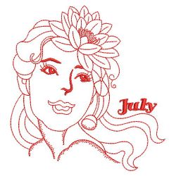 Redwork Monthly Beauty 07(Lg) machine embroidery designs