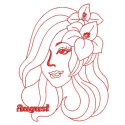 Redwork Monthly Beauty 08(Sm) machine embroidery designs