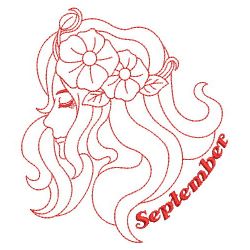 Redwork Monthly Beauty 09(Sm) machine embroidery designs