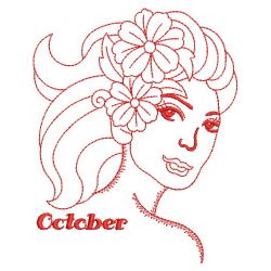 Redwork Monthly Beauty 10(Md) machine embroidery designs