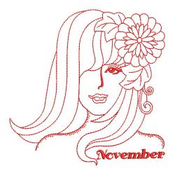 Redwork Monthly Beauty 11(Sm) machine embroidery designs