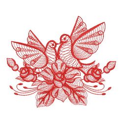 Redwork Rippled Roses 05(Sm) machine embroidery designs