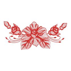 Redwork Rippled Roses 06(Lg) machine embroidery designs