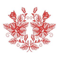 Redwork Rippled Roses 07(Lg) machine embroidery designs