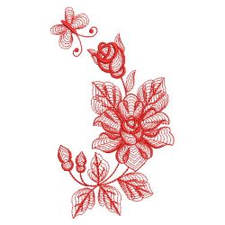 Redwork Rippled Roses 09(Sm) machine embroidery designs