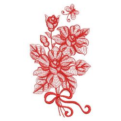 Redwork Rippled Roses 10(Sm) machine embroidery designs