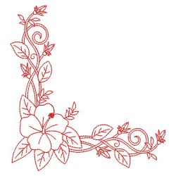 Redwork Flower Corners 04(Lg) machine embroidery designs