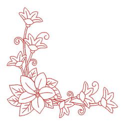 Redwork Flower Corners 08(Md) machine embroidery designs