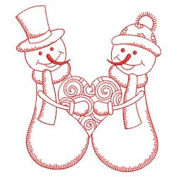 Redwork Snowman Family 05(Sm)